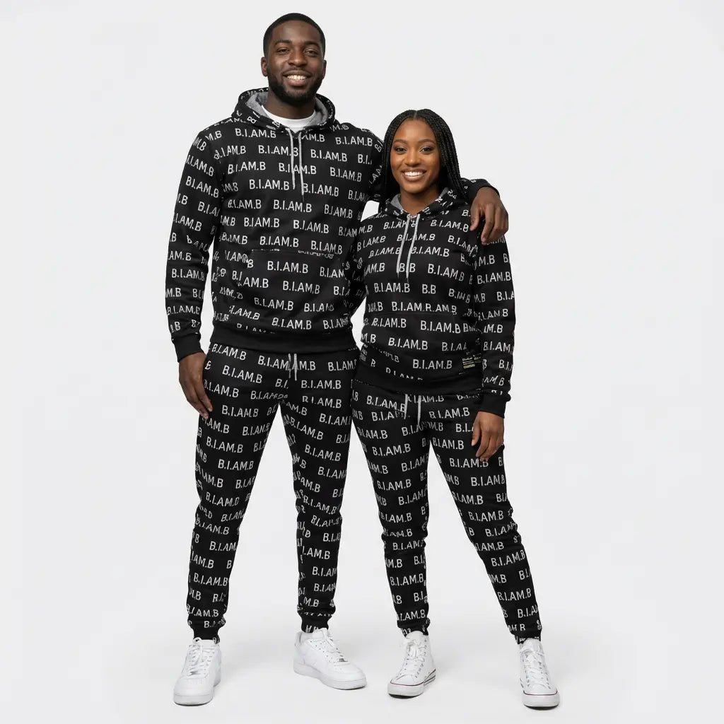 B.I.AM.B Signature All-Over Print Fleece Hoodie Set — B.I.AM.B